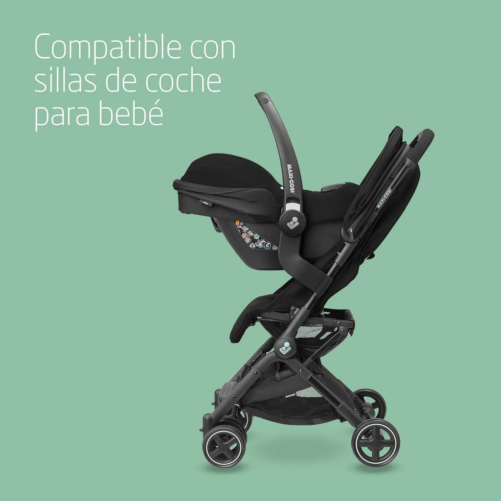 Maxi-Cosi Lara2, Carrinho de Bebê Leve, 0-4 anos, 0-22 kg, Carrinho de Bebê Compacto, 3 Posições de Reclínio, Reclínio Total, Fechamento Automático, Alça de Ombro, Essential Black