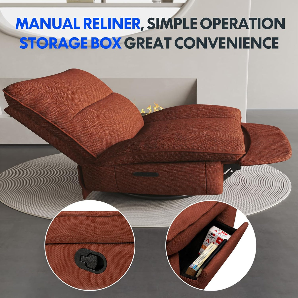 FLEXISPOT XC6 Poltrona Relax, Sofá Giratório com Função Balanço, Poltrona de TV com Encosto Ajustável, Poltrona Reclinável para Quarto, Sala de Estar e Home Theater (Beige)