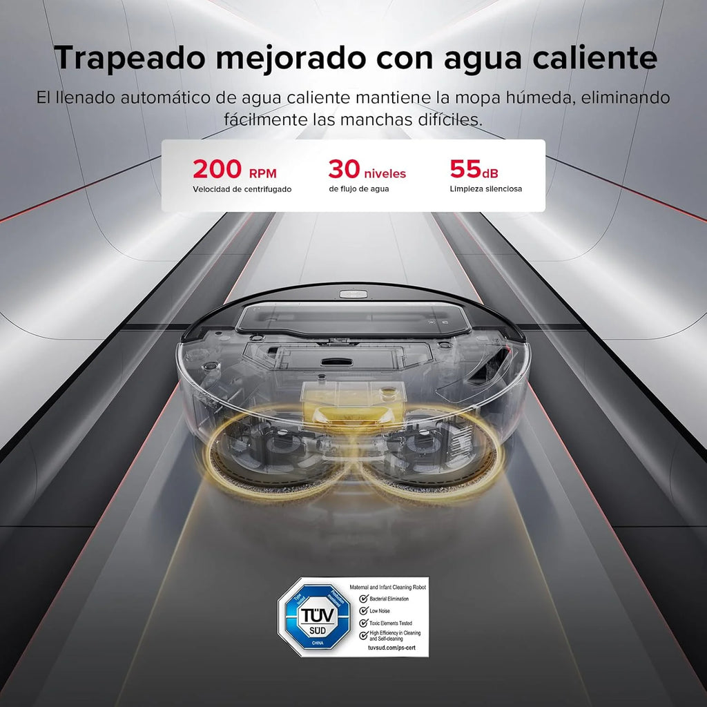 Roborock Saros Z70 Robô Aspirador com Braço Mecânico OmniGrip Dobrável de 5 Eixos, Sucção de 22000 Pa, Sistema Duplo Antiemaranhamento, Design Ultrafino de 7,98 cm e Desvio de 108 Tipos de Obstáculos, Preto