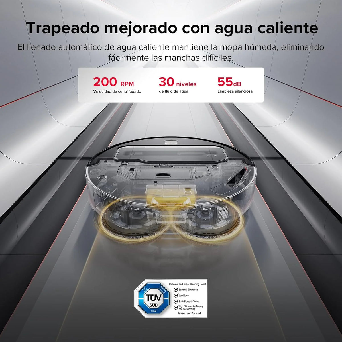 Roborock Saros Z70 Robô Aspirador com Braço Mecânico OmniGrip Dobrável de 5 Eixos, Sucção de 22000 Pa, Sistema Duplo Antiemaranhamento, Design Ultrafino de 7,98 cm e Desvio de 108 Tipos de Obstáculos, Preto