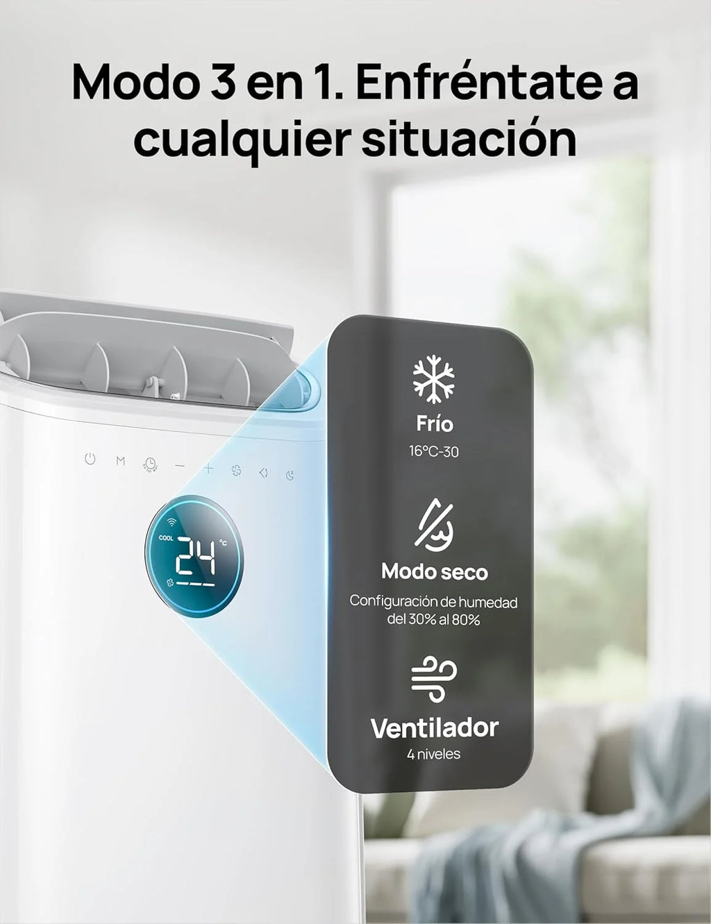DREO Ar Condicionado Portátil 10000 BTU para Quarto, Resfriamento Sem Drenagem, Silencioso, Controle por Aplicativo/Voz, Temporizador de 24 Horas, com Ventilador e Desumidificador