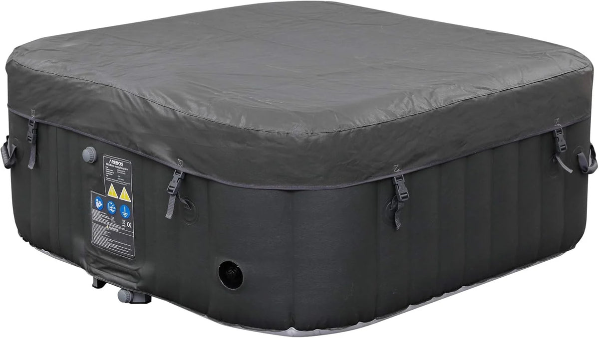 Arebos SPA Inflável Hidromassagem | Inflável | Quadrado | para Interior e Exterior | 154x154cm | 4 Pessoas | 130 Jatos de Massagem | 600 L