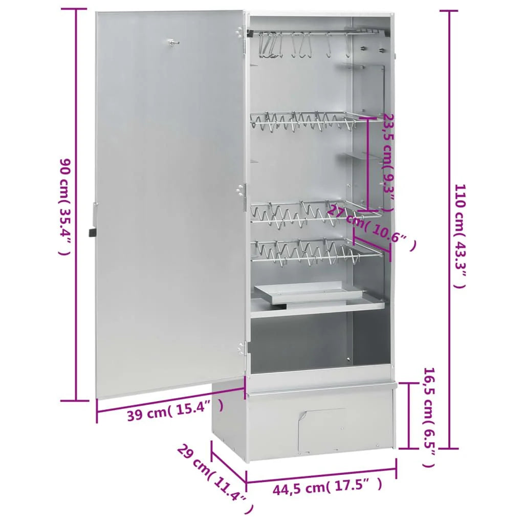 Forno Defumador para Churrasco com Mesa Aço Galvanizado Vidaxl