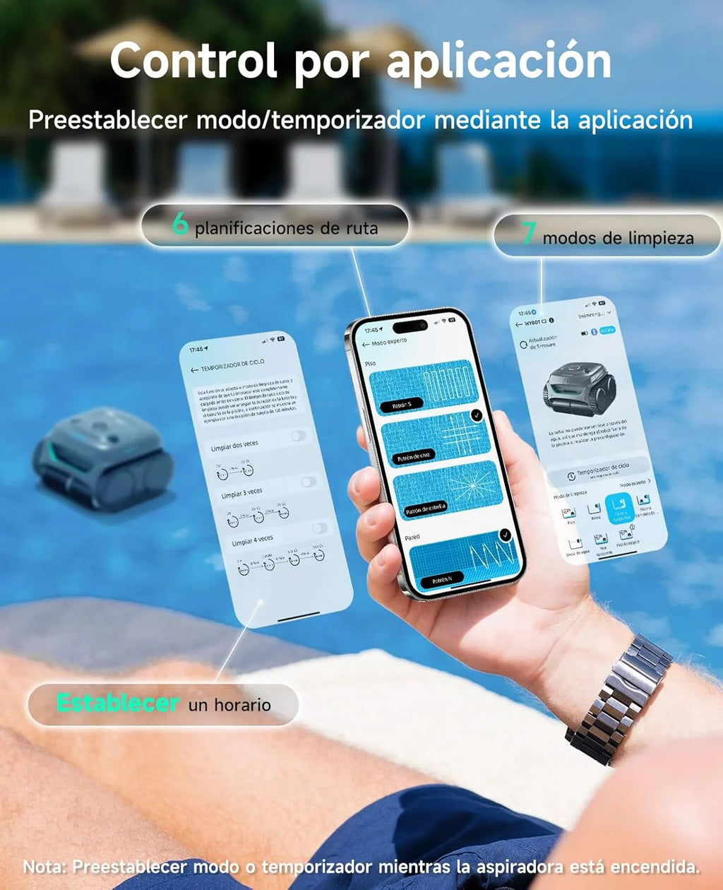 WYBOT C2 Limpa-Fundos de Piscina, Robô Limpa-Fundos de Piscina Sem Fio 150m², Filtragem Dupla, 3 Motores, Sucção Potente, Limpeza de Paredes e Linha de Água, 180 Min, App (Cinza-Verde Cinza)