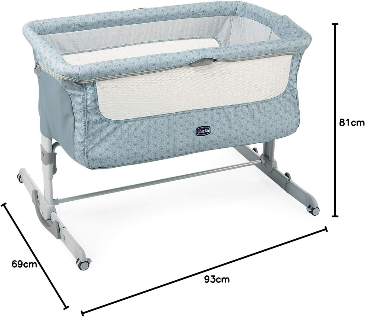 Chicco Next2Me Dream Berço Co-Sleeping - Para Dormir ao Lado do Bebê, Colchão, Função de Balanço, Lateral Rebatível, Ajuste de Altura, Janelas de Rede, Rodas e Bolsa de Viagem, 0-6 meses, 9 kg