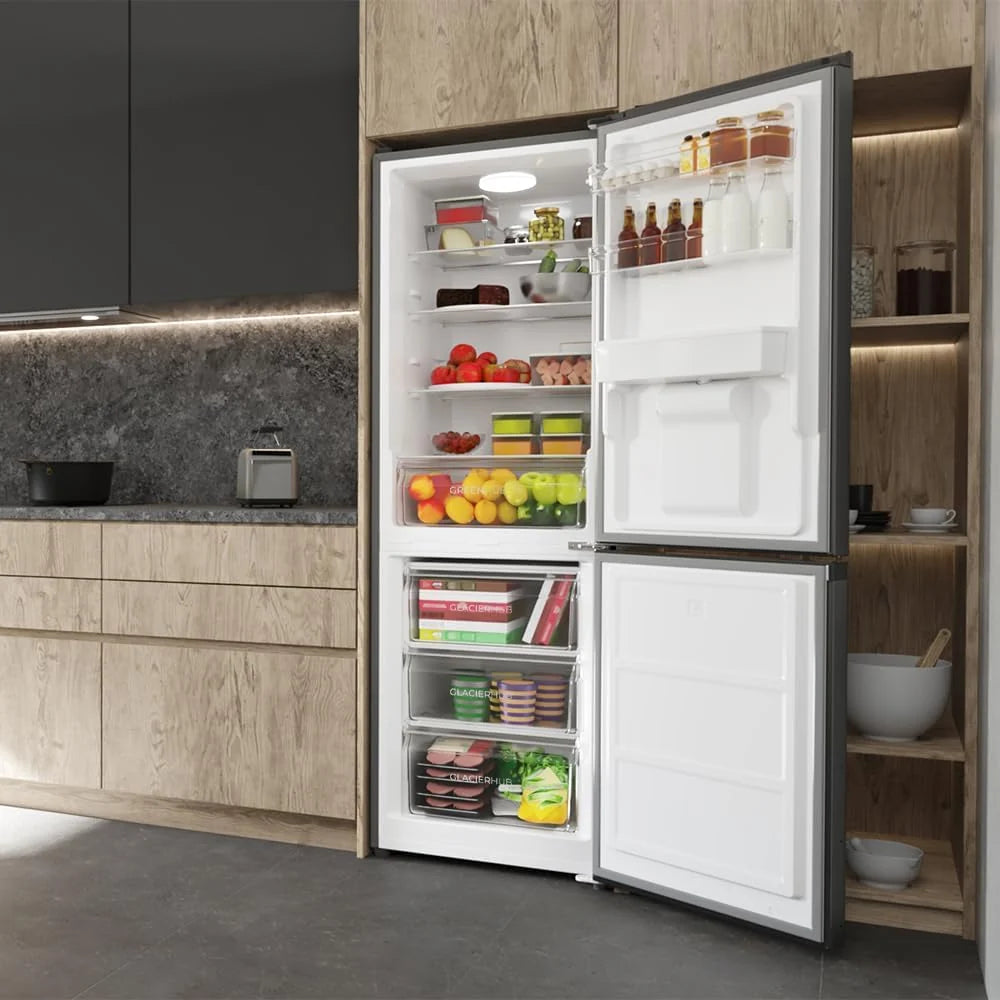 Cecotec Frigorífico Combinado 2 Portas com Dispensador de Água Bolero CoolMarket Combi 296 DF WD Dark E. 296L, 60cm de largura, Funções FastCooling, FastFreezing e DeFrost, LED interior, Inox Escuro
