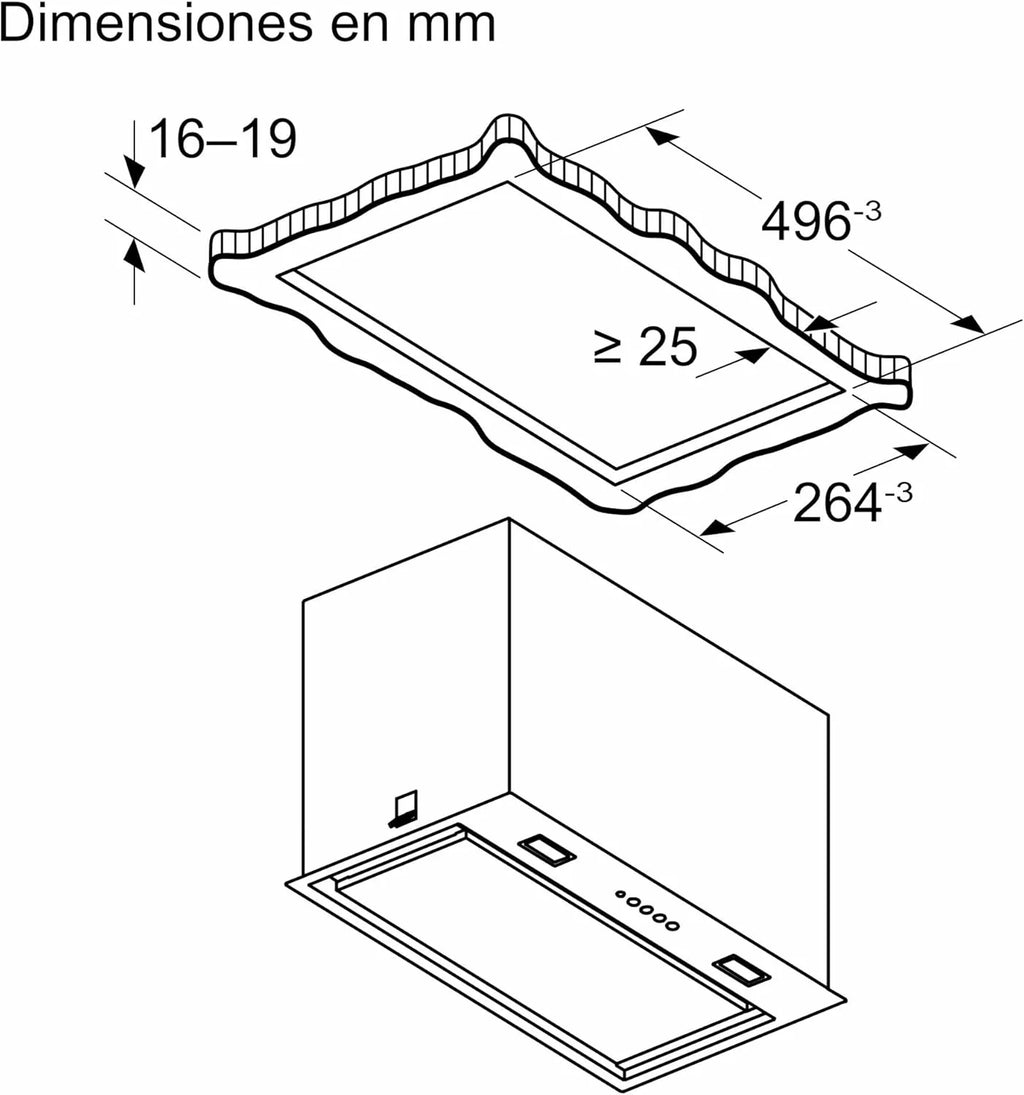 Bosch - Módulo de integração, Série 6, 52 cm de largura, Iluminação LED, aço inoxidável, DLN78PC60