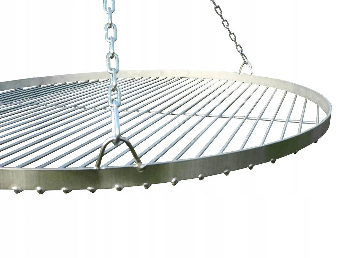Grill de guindaste com braço de lança, grelha de 70 cm em aço inoxidável para fogueira de jardim