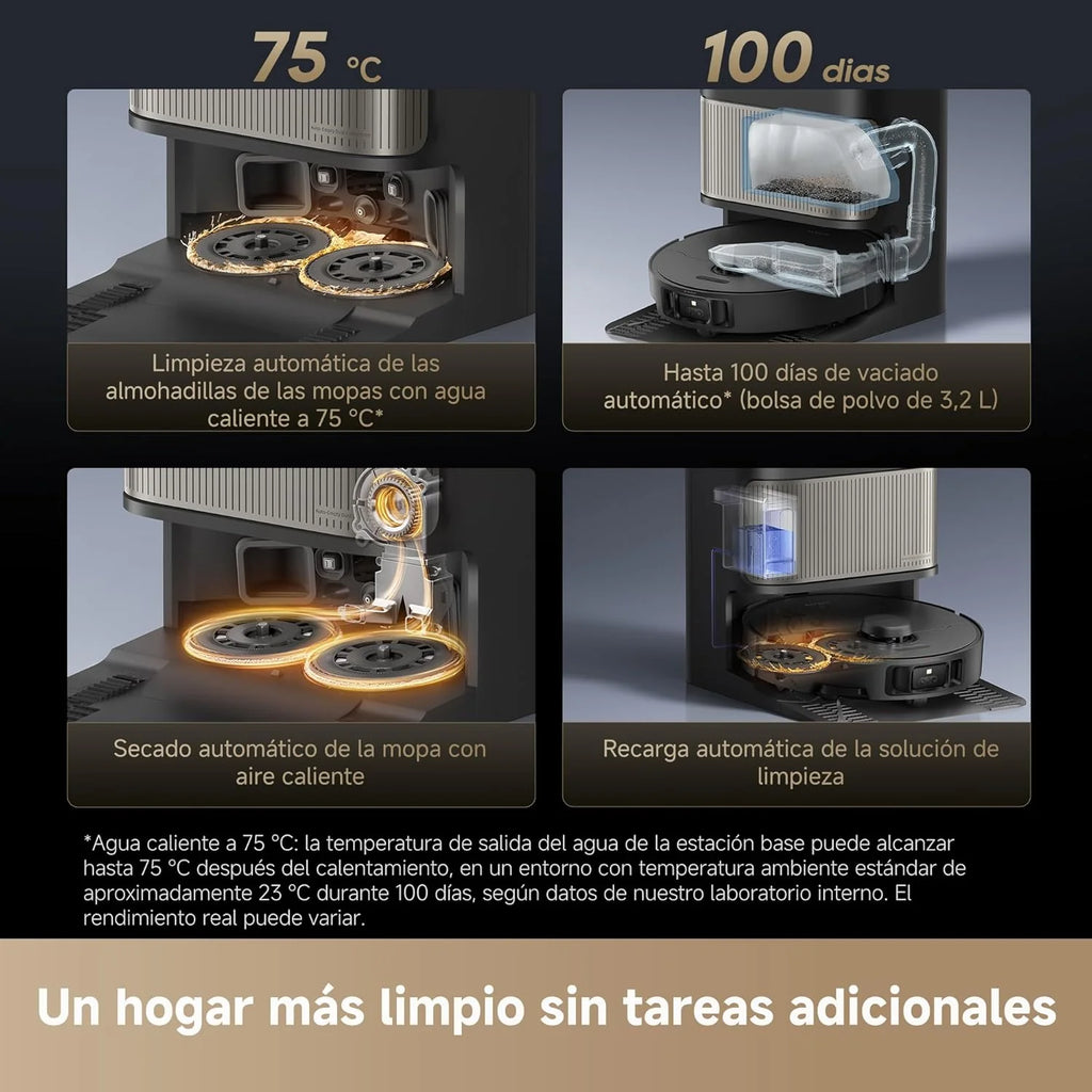 DREAME L40s Pro Ultra Robô Aspirador, 19.000 Pa, Escova Dupla HyperStream, Acesso a 4 cm de Altura, Escova Lateral Extensível e Elevável, Limpeza com Esfregão de Água Quente a 75 °C, Autolimpeza 3.0
