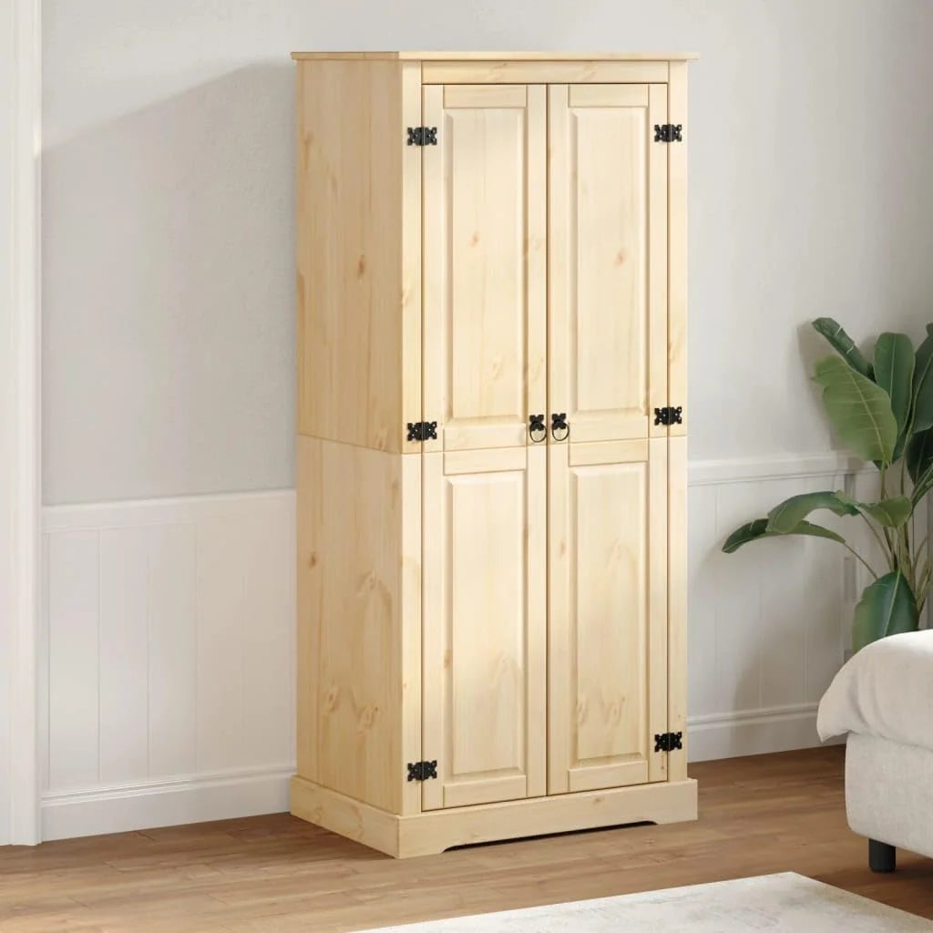 vidaXL Guarda-Roupa Corona Madeira de Pinheiro Maciça 76x50x170 cm, Guarda-Roupa, Armário de Quarto, Armário Independente, Armário de Arrumação