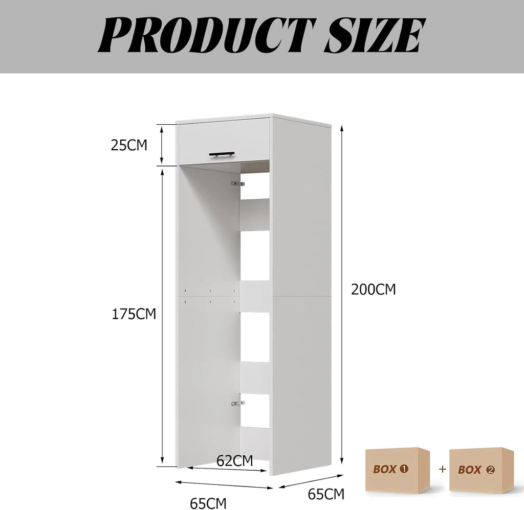 MSFE Armário para Secadora e Máquina de Lavar, Móvel para Máquina de Lavar com Espaço de Armazenamento, Estante Organizadora de Banheiro, Estante para Banheiro, 200 * 65 * 65 CM, Enviado em 2 Pacotes