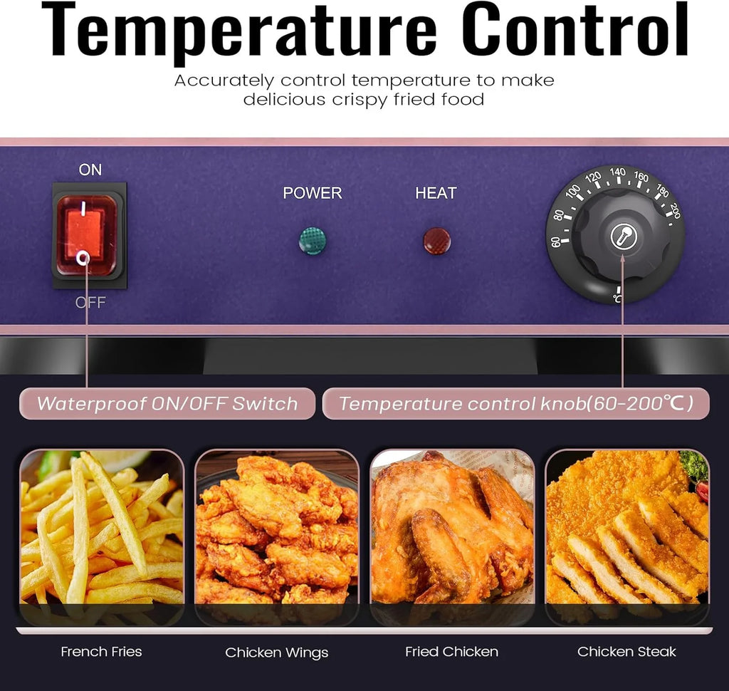 Fritadeira Elétrica Inox 16L Profissional Comercial, 3000W Aço Inoxidável Fritadeira com torneira