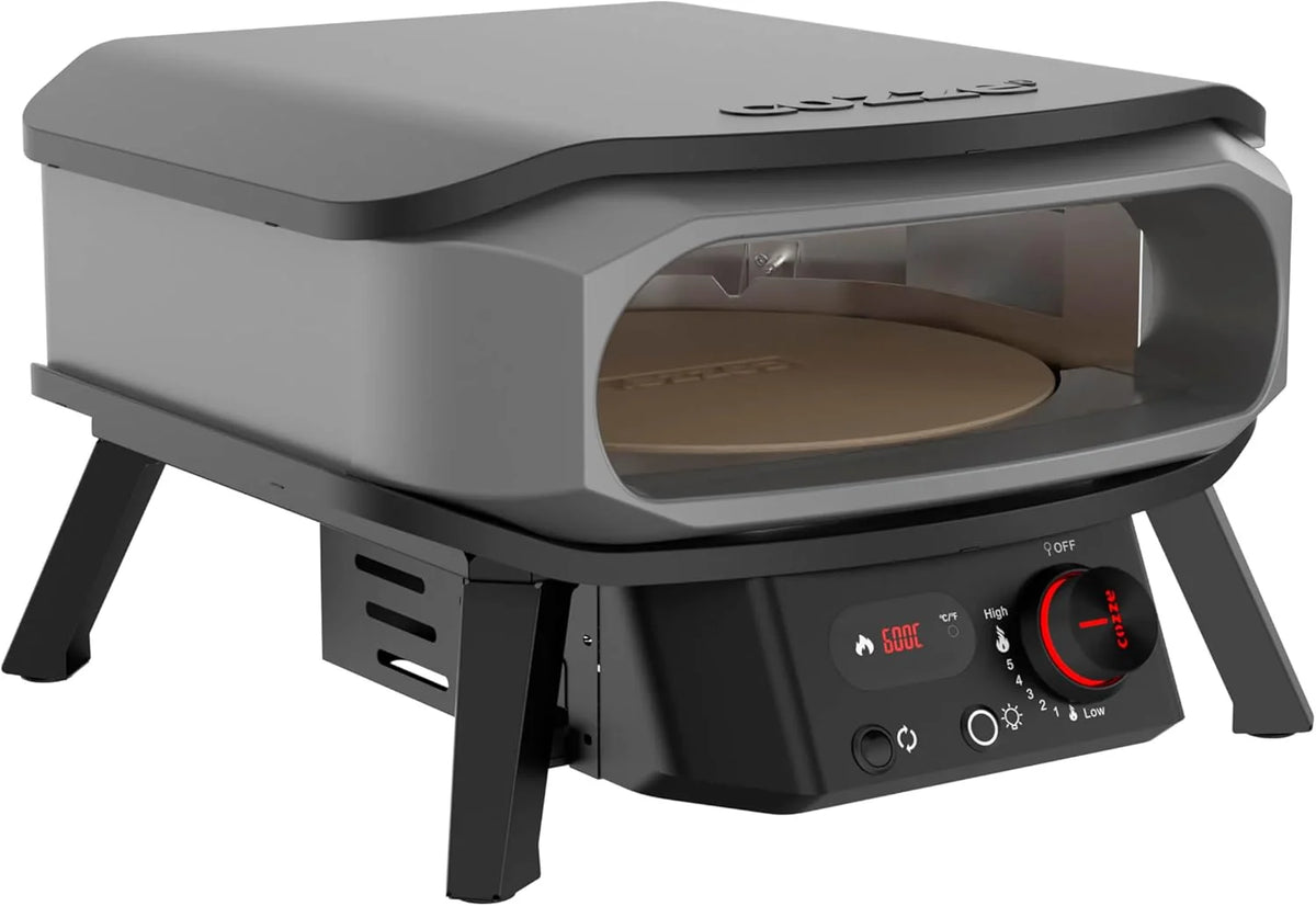 Forno de pizza a gás PREMIUM ROTATE Cozze® – 13” – 30 mbar – forno giratório de aço inoxidável com pedra de cordierita Ø34,5 cm – cozedura rápida e uniforme