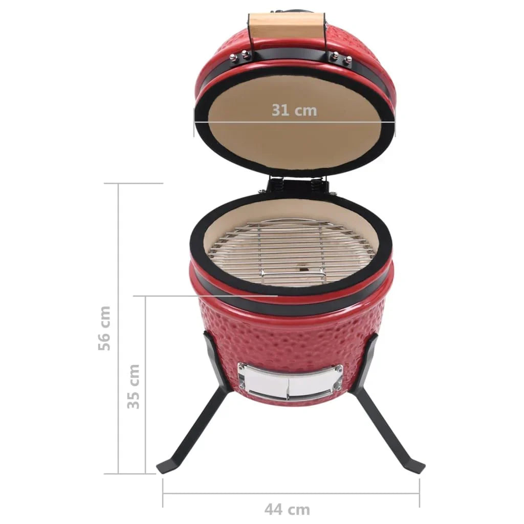 Churrasqueira/Defumador Kamado de Cerâmica 2 em 1 Vermelho 56 cm Vidaxl