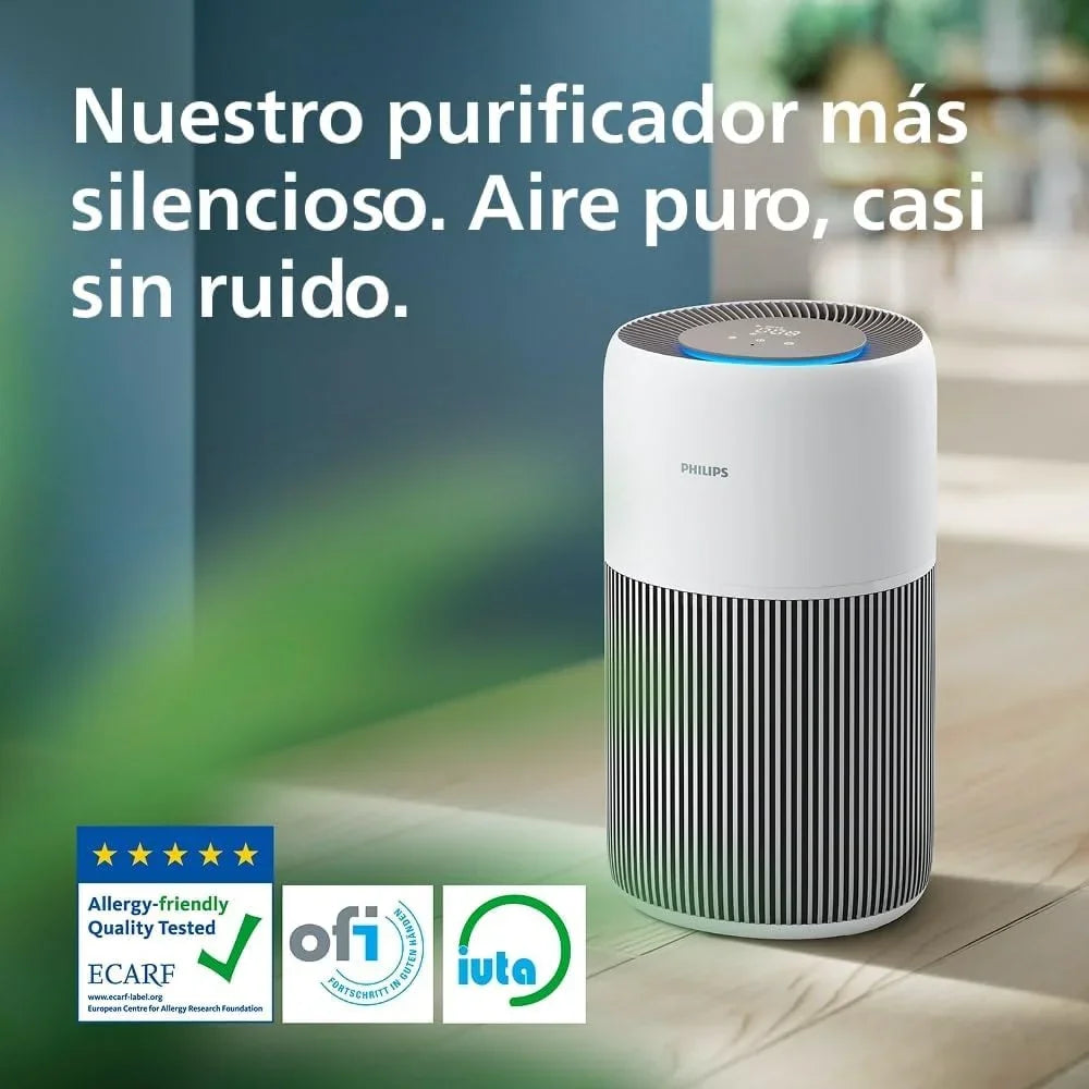 Purificador de Ar Philips Série 2200, Filtro HEPA NanoProtect + Carvão Ativado, CADR 400m³/h para 104m², Alergia, Ultra Silencioso, Filtro Inteligente e Duradouro (AC2210/10)