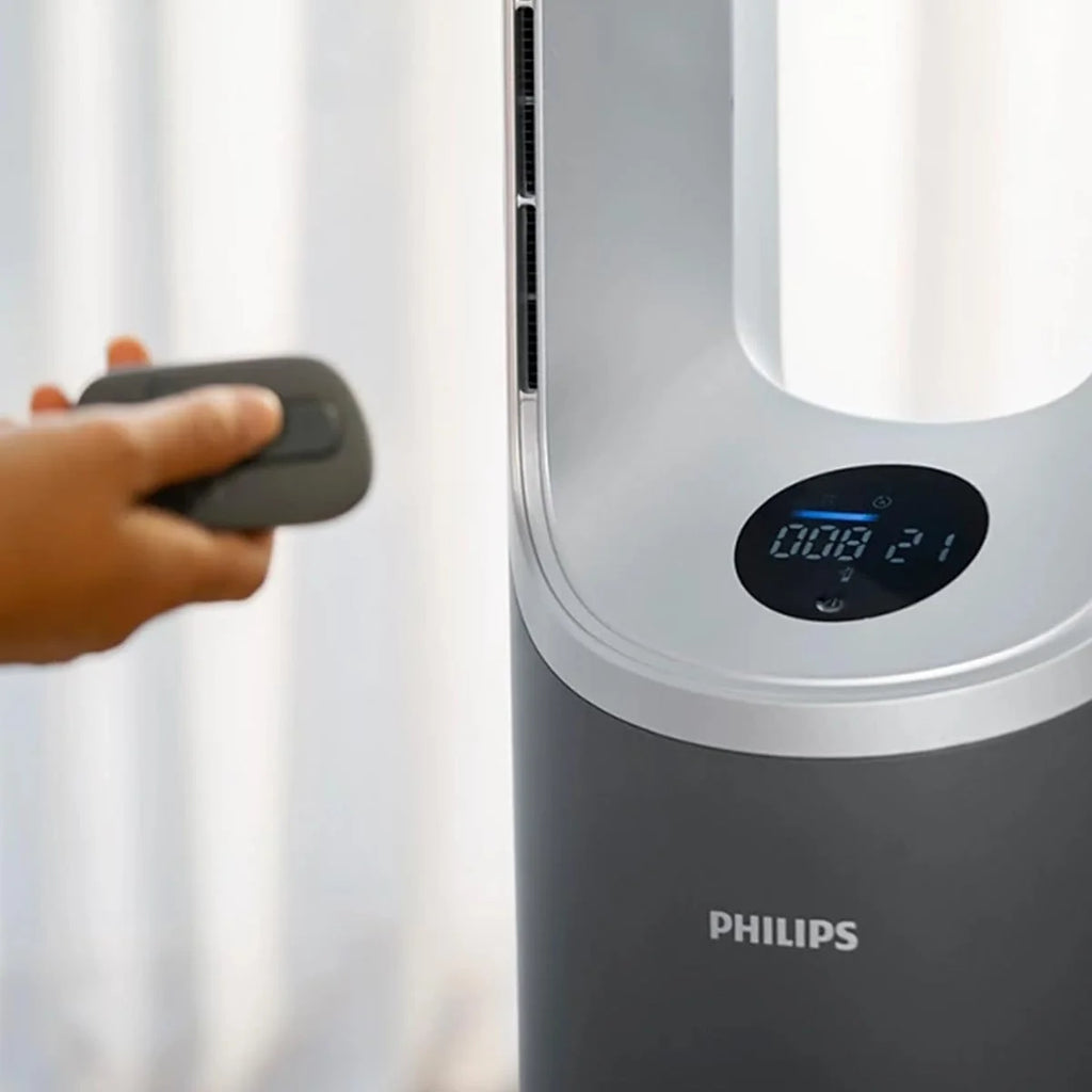 Philips Purificador e umidificador de ar 2 em 1 Série 3000, 131 m², filtro NanoProtect HEPA e filtro de carvão ativado removem 99,97% de todas as partículas invisíveis, Cor Branca (AC3737/10)