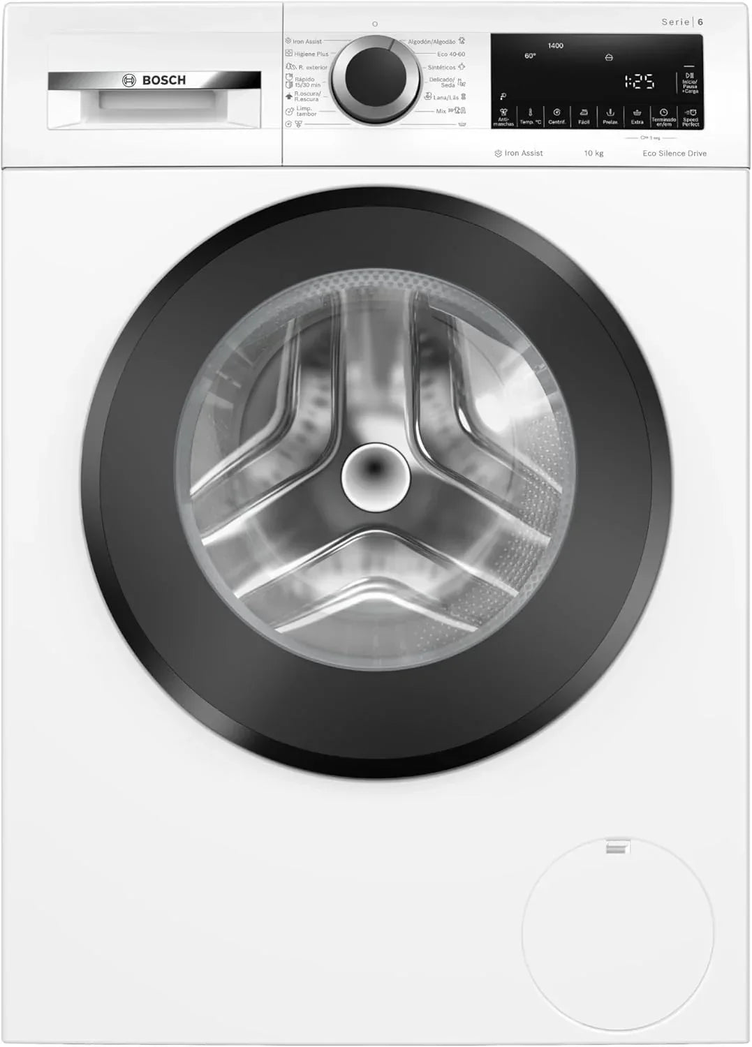Bosch - Máquina de lavar de carregamento frontal, 10 kg, Iron Assist, Pause + Load, Anti-Stain, Branco, WGG254Z5ES, 10 kg, Máquina de lavar de carregamento frontal, Dosagem manual