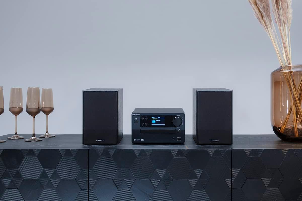 Microcadena HiFi Kenwood M-725DAB-B com CD, USB, Dab+ e Bluetooth Audio-Streaming. Cor: Preto - Mini Aparelho de Som para casa