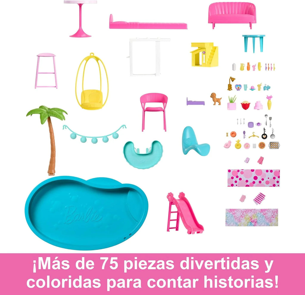 Barbie Dreamhouse 2023 Casa de bonecas de brinquedo de 3 andares com +75 móveis e acessórios, +3 anos (Mattel HMX10)