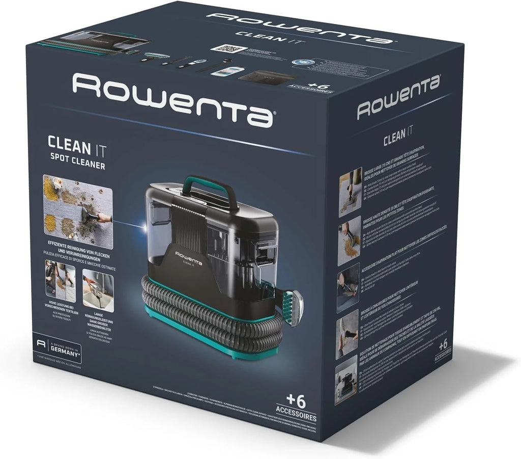 Rowenta Clean It, Extratora de carpetes e estofados, Limpeza Rápida e Fácil, Ideal para Sujeira de Animais de Estimação, Tapetes, Interior de Carros, 750w, 6acessórios, IN5020F0