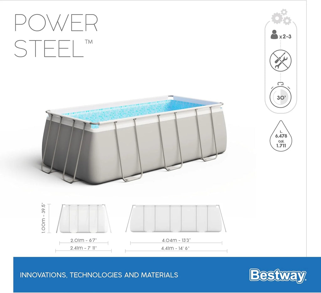 Piscina Retangular Power Steel™ 4.04m x 2.01m x 1.00m