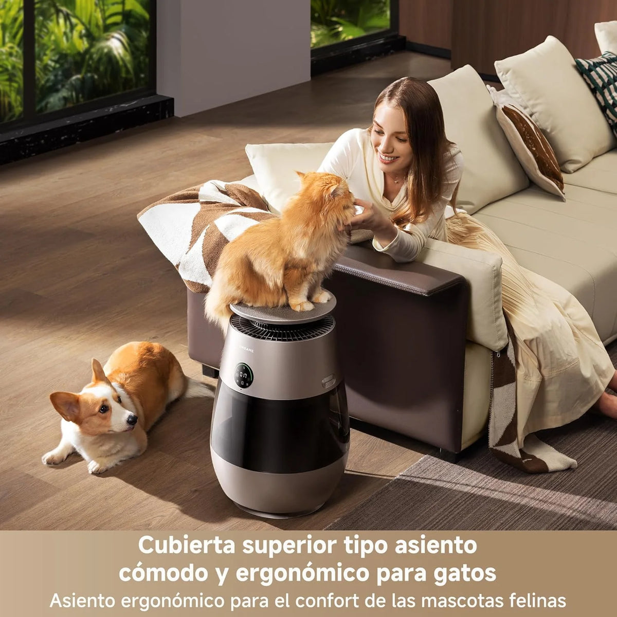 DREAME AP10 Purificador de Ar para Casas com Animais de Estimação, Sistema 360° de Alta Pressão Negativa, Purificação em 5 Etapas que Captura Pelos e Odores, Transparente, Tampa Curva, Luz Ecológica, Controle por Aplicativo