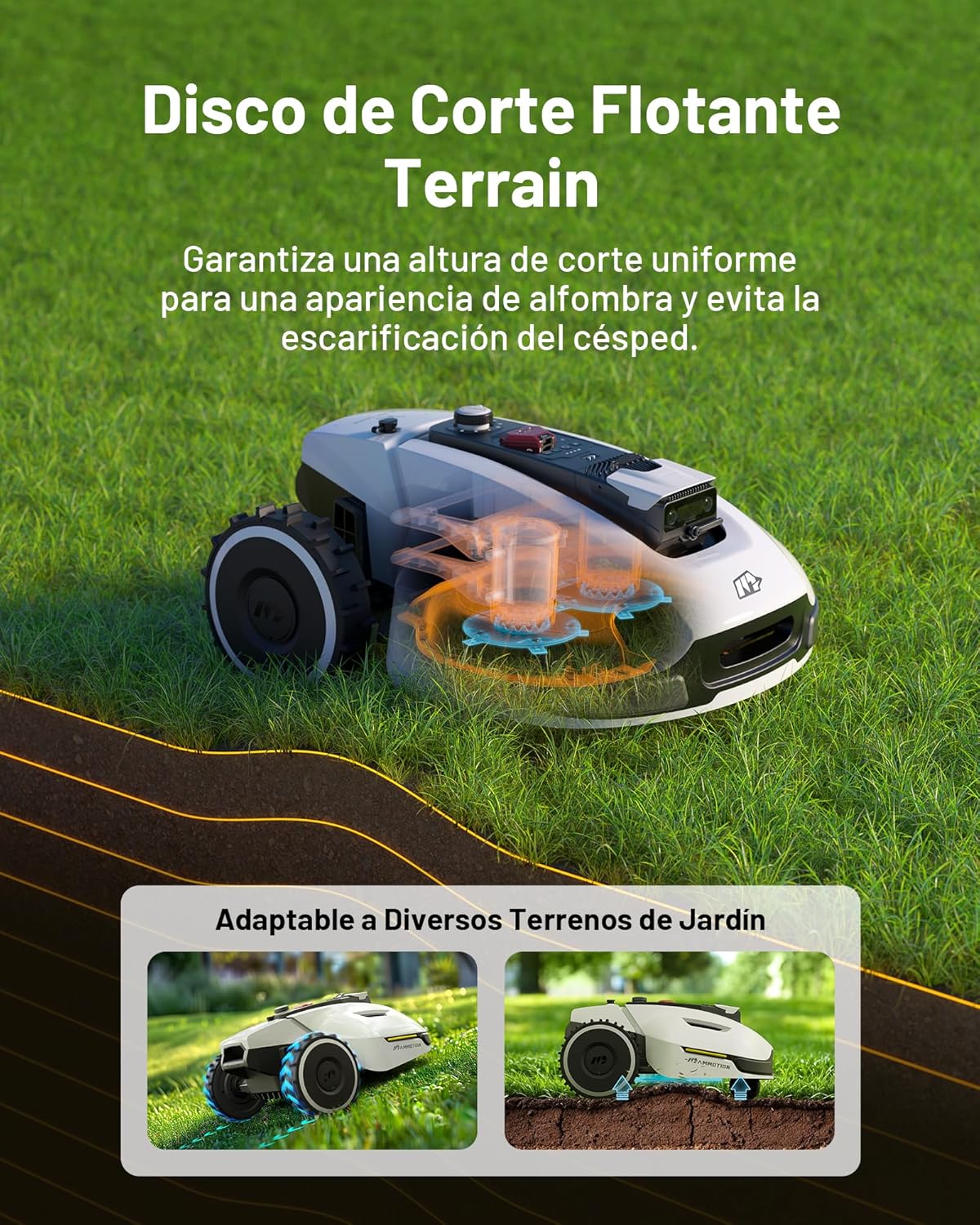 MAMMOTION YUKA 3000 Robô Cortador de Grama sem Fio Delimitador, NetRTK+Visão, sem Antena RTK, Mapeamento Automático, Máx. 4000 m², Rec. 3000 m², com módulo 4G, Inclinação de 50%