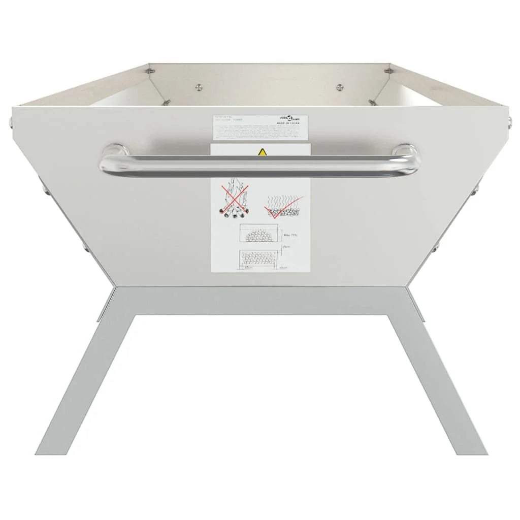Bandeja para churrasco em aço inoxidável prateado 118x42x30,5 cm Vidaxl