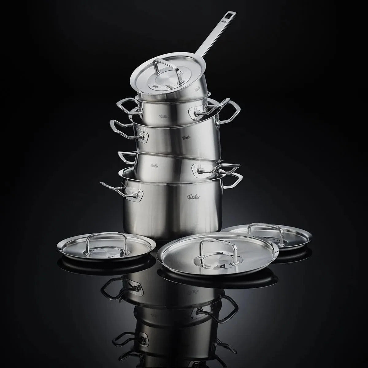 Fissler Original-Profi Conjunto de Panelas com Frigideira, Aço 18/10, Prata, 5 peças