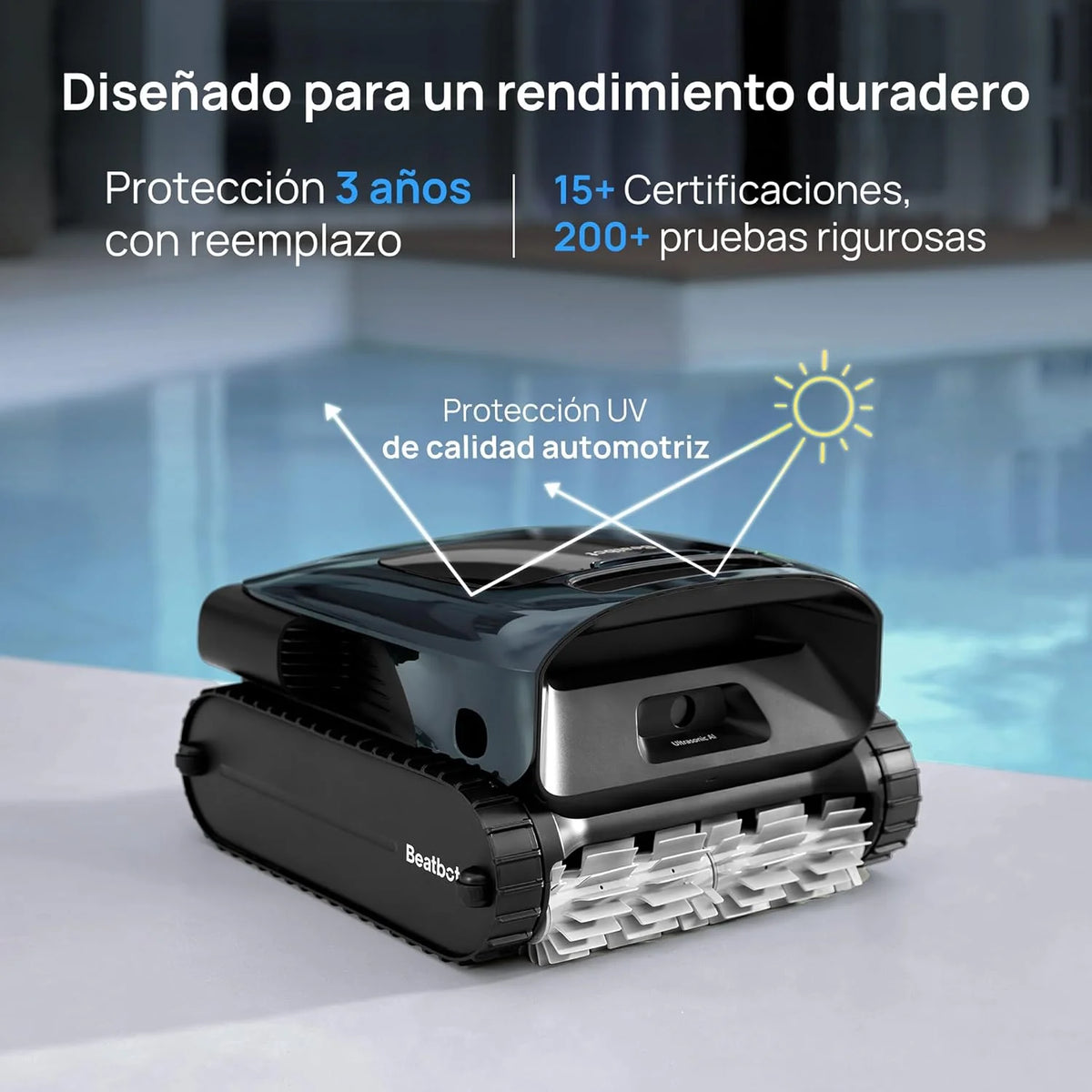 Beatbot AquaSense 2 Pro - Robô Aspirador de Piscina, Limpeza 5 em 2 Inigualável, Limpa a Superfície da Água com Navegação Remota, Estacionamento em Superfície, Clareia a Água, para Piscinas