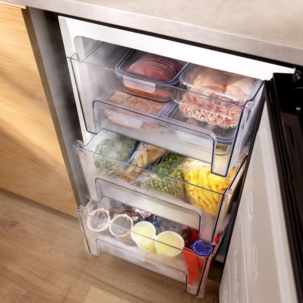 Cecotec Congelador Vertical de Mesa 97 L Bolero CoolMarket TF 97 Inox, Classe Energética E, Design compacto, Porta reversível, 3 Gavetas, Medidas 55,1 x 57,5 x 83,5 cm, Cor Inox