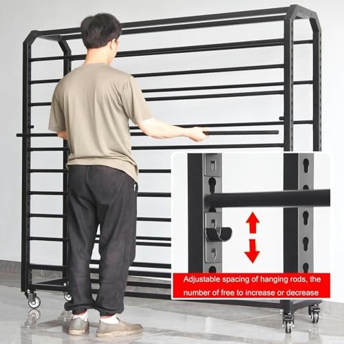 Textile Fabric Roll Storage Rack, Heavy-Duty Steel Mobile Organizer for Wallpaper and Media Film, Commercial Vinyl Storage Cart