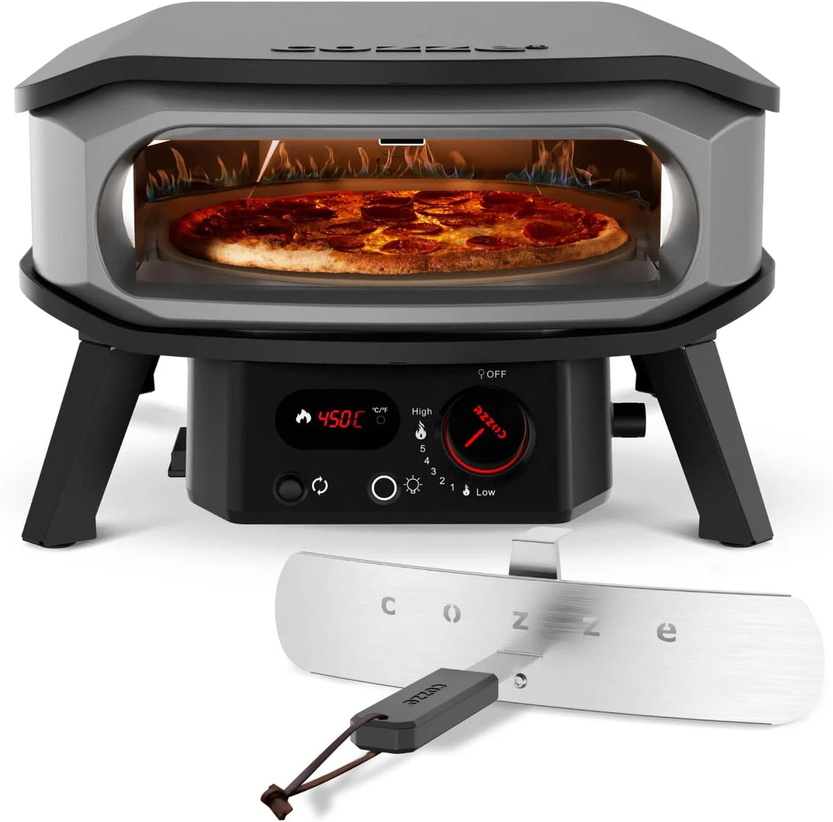 Forno de pizza a gás PREMIUM ROTATE Cozze® – 13” – 30 mbar – forno giratório de aço inoxidável com pedra de cordierita Ø34,5 cm – cozedura rápida e uniforme