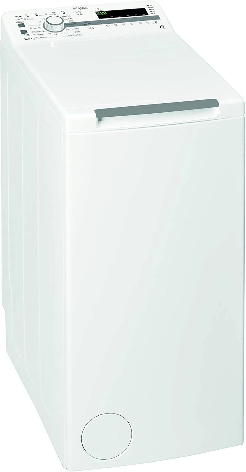 Whirlpool - Lavadora de roupa de carregamento superior 6.5 kg TDLR 65230SS EU/N branca, 1200 rpm, tecnologia 6th sense e Freshcare, motor universal, eficiência NEL D