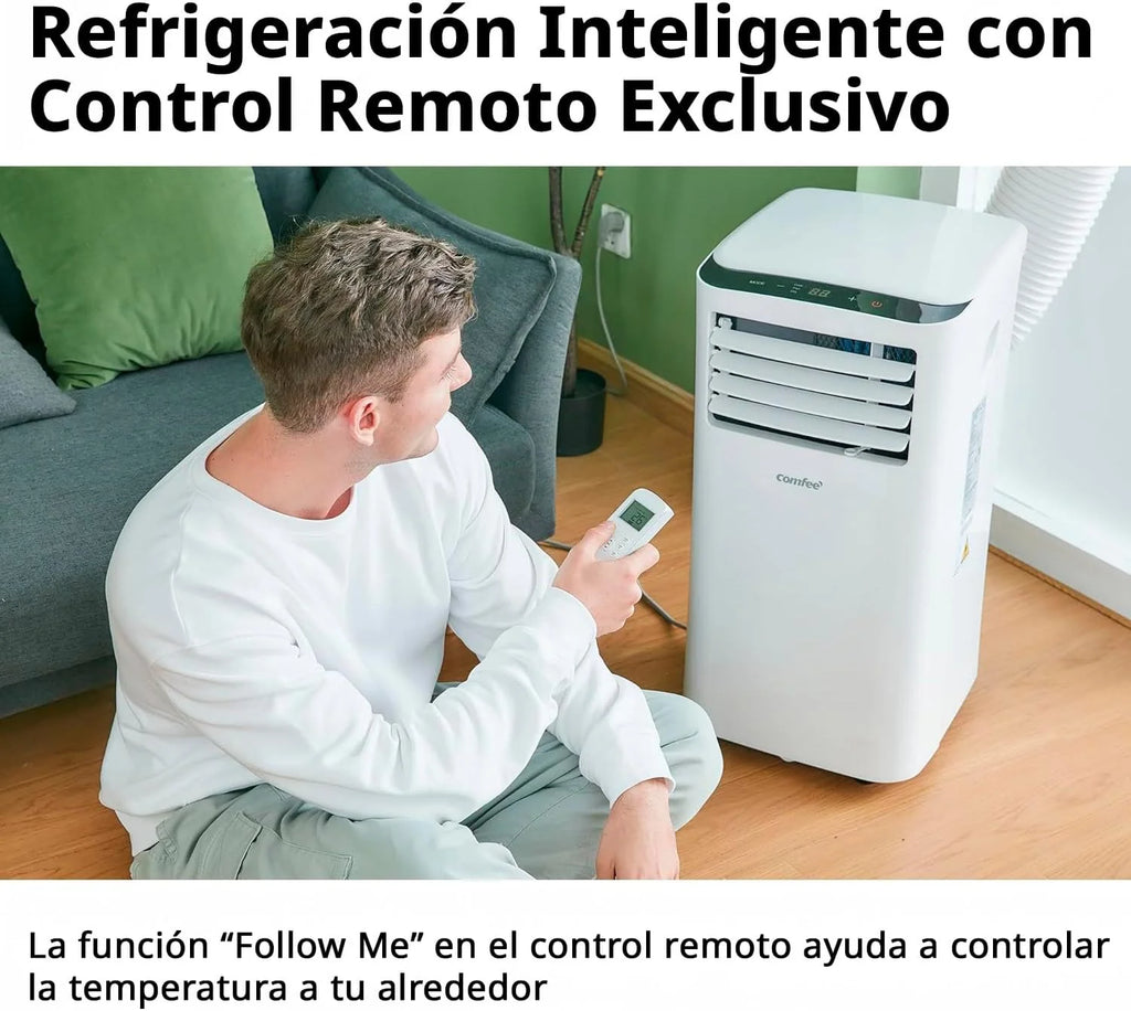 COMFEE Pinguino Ar Condicionado Portátil 8000 BTU / 2000 Frigorias – Climatizador sem unidade exterior – Resfriador Silencioso Baixo Consumo com Kit de Janela | 3x1 Refrigera, Ventila e Desumidifica