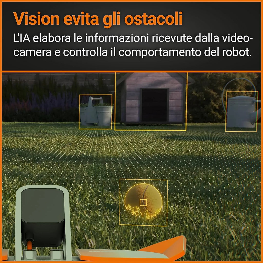 WORX Landroid Vision M550 WR205E Robô Cortador de Grama para Jardins de até 550 m² – Robô Cortador de Grama Inteligente sem Fio de Limite – WiFi e Bluetooth – Prevenção Ativa de Obstáculos com