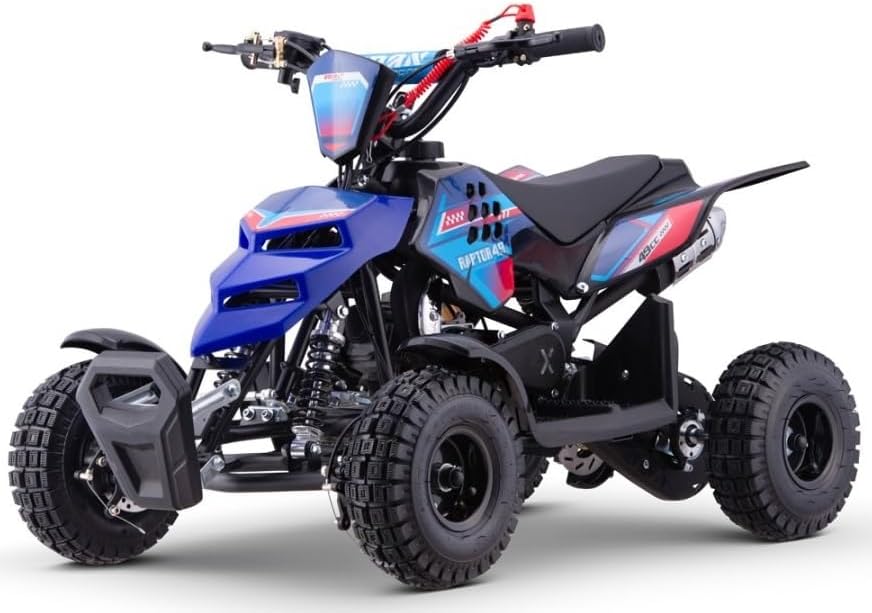 Miniquad Infantil Gasolina Raptor-R4 49cc (Gasolina com Mistura), Azul, crianças de 4 a 10 anos