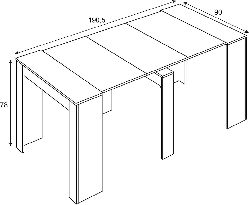 Mobelcenter - Mesa de Jantar Consola Extensível, Mesa para Sala de Estar, Hall de Entrada ou Cozinha, Mesa Sanfona Extensível, Cor Cimento (1127)