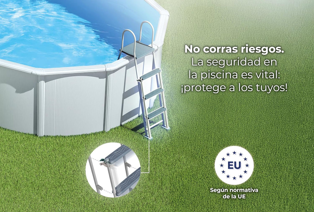 Piscina Elevada de Aço Redonda com Acabamento em Aço Branco. Piscinas Desmontáveis para Jardim 350 x 120 cm - Piscina Gre KIT350ECO Fidji.