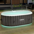 Arebos Spa Inflável com Luz LED | Inflável | Interno e Externo | Oval 190x120 cm | 2 Pessoas | 90 Jatos de Massagem | com Aquecimento | 550 Litros | Capa Inclusa | Spa de Bolhas