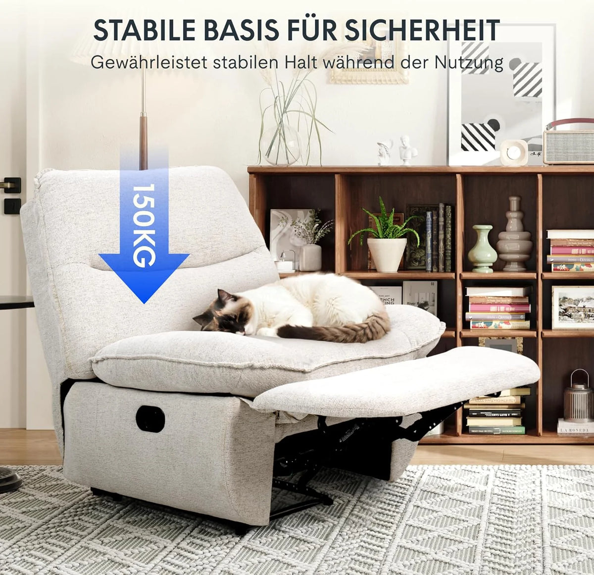 FLEXISPOT XC6 Poltrona Reclinável, Sofá Giratório com Função Balanço, Poltrona de TV com Encosto Ajustável, Poltrona para Quarto, Sala e Home Theater (Beige)