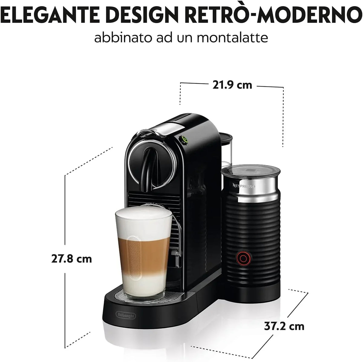 Cafeteira DeLonghi Nespresso Citiz EN267.BAE com cápsulas, sistema de extração especial, 1710 W, 1 L, Plástico, Preto