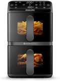 Fritadeira sem Óleo Philips Airfryer Série 4000 Cesto Vertical Duplo 10L – Tecnologia RapidAir, Sincronização, 2 Cestos Simultaneamente, 45% Menos Espaço, Revestimento Cerâmico Livre de PFAS, Janelas de Visualização (NA460/00)