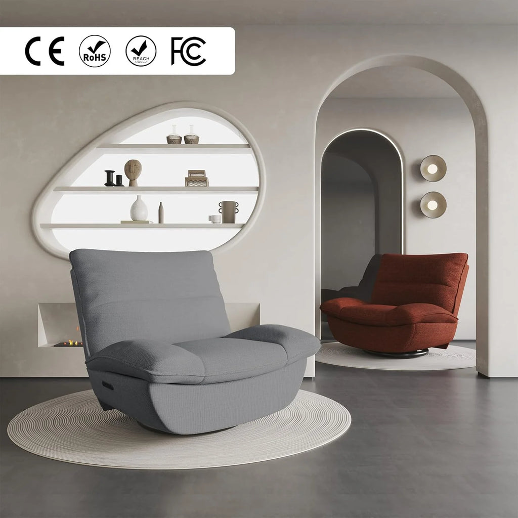 FLEXISPOT XC6 Poltrona Reclinável, Sofá Giratório com Função Balanço, Poltrona de TV com Encosto Ajustável, Poltrona para Quarto, Sala e Home Theater (Beige)