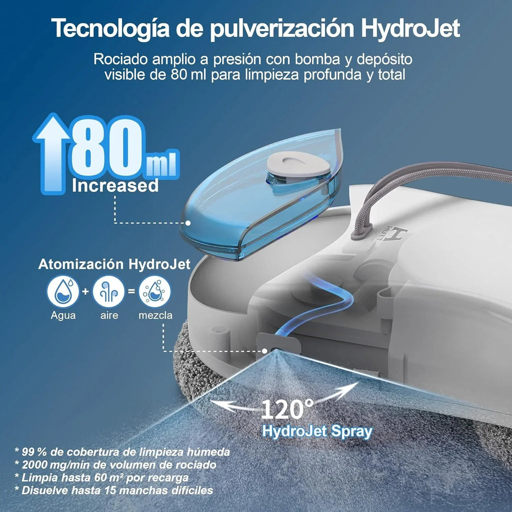 Robô Limpa-vidros HUTT S55 Pro com almofadas flutuantes 3D, sucção de até 6500Pa, pulverização HydroJet, navegação Slam 4.0, reservatório de 80 ml, sistema de segurança multicamadas