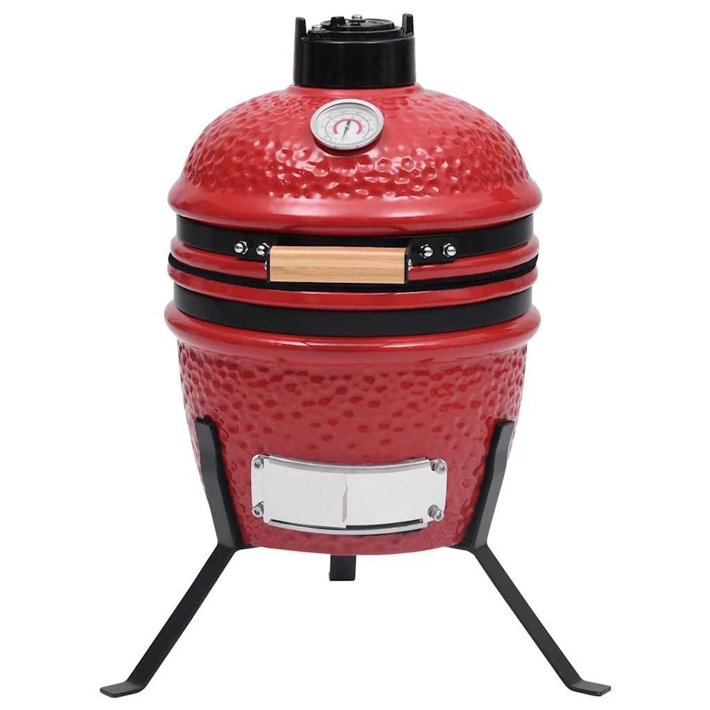 Churrasqueira E Defumador Kamado De Cerâmica 2 Em 1 Vermelho 56 Cm Vidaxl