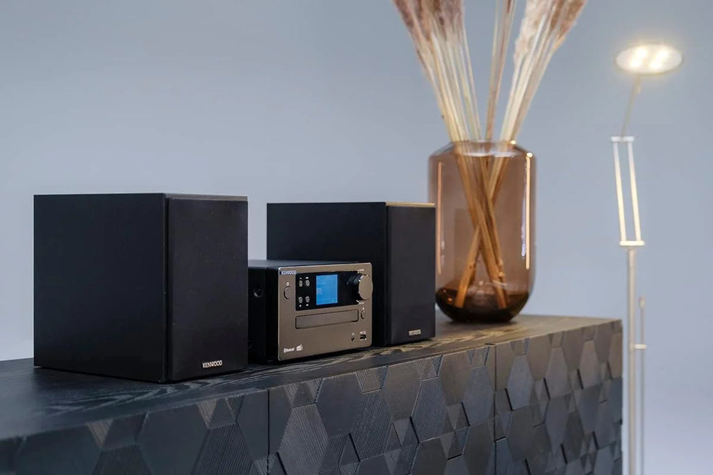Microcadena HiFi Kenwood M-725DAB-B com CD, USB, Dab+ e Bluetooth Audio-Streaming. Cor: Preto - Mini Aparelho de Som para casa
