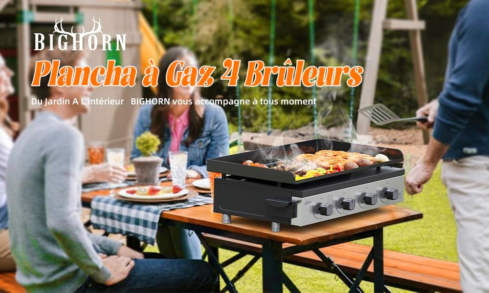 Churrasqueira a Gás BIGHORN Plancha Grill – Mesa – Portátil – 4 Queimadores