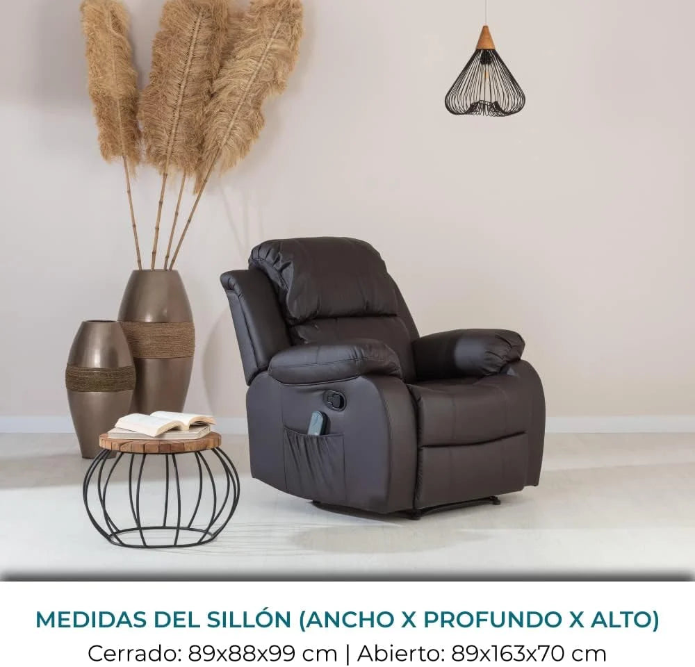 Don Descanso - Poltrona de Massagem Relaxante com Aquecimento Trevi Preta Reclinável 160º com 8 Motores Silenciosos, Aquecimento Lombar, Sistema de Massagem em 4 Zonas e Acabamento em PU Anti-Rachaduras [Inclui Controle Remoto]. Ideal para Idosos