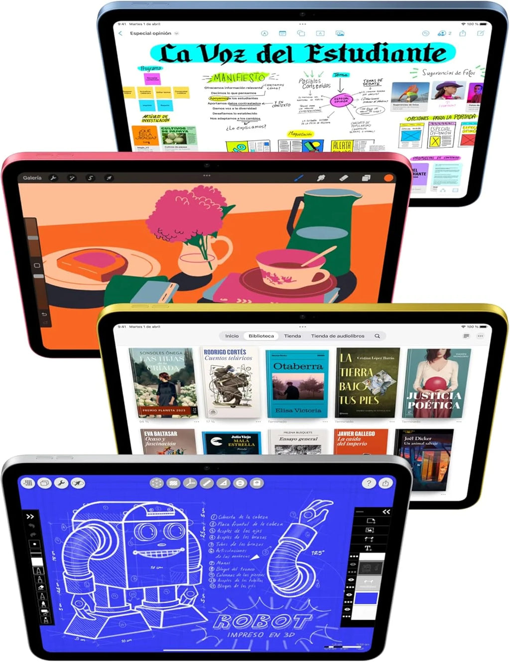 iPad de 11 polegadas: Chip A16, modelo de 11 polegadas, tela Liquid Retina, 128 GB, Wi-Fi 6, câmeras frontal e traseira de 12 MP, Touch ID, bateria que dura o dia todo – Prateado